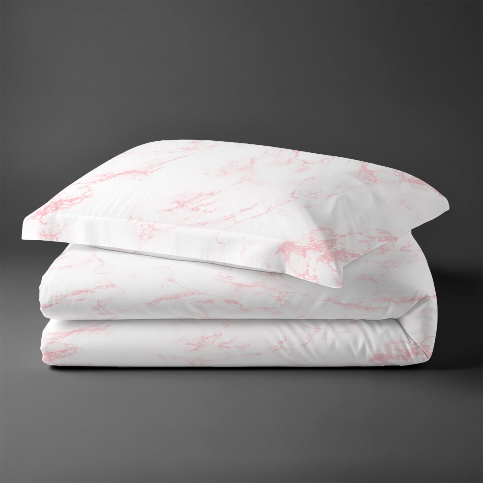 Single size cotton duvet cover set Carrara Marble Pink Pizuna Linens durable and breathable